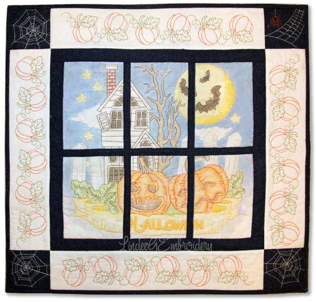 Halloween Quilted & Colored Mini-quilt from LindeeGEmbroidery