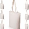 Heavy Duty and Strong Large Natural Canvas Tote Bags with Bottom Gusset