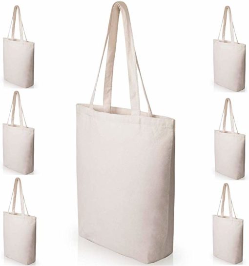 Heavy Duty and Strong Large Natural Canvas Tote Bags with Bottom Gusset