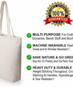 Heavy Duty and Strong Large Natural Canvas Tote Bags with Bottom Gusset