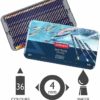 Derwent Inktense Colored Pencils, Metal Tin, 36 Count