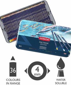 Derwent Inktense Colored Pencils, Metal Tin, 36 Count