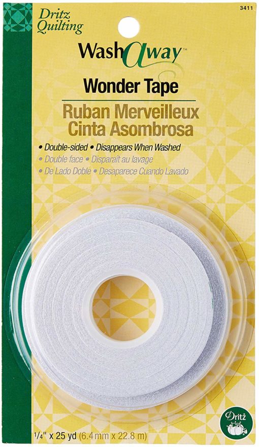 Dritz Quilting Wash-A-Way Wonder Tape, 1/4-Inch x 25-Yards