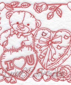 (lgs10308) Bear with Hearts & Roses (Multi-size)