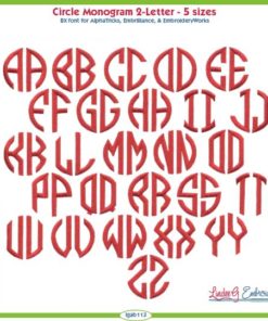 2-Letter Circle Monogram Embroidery Font