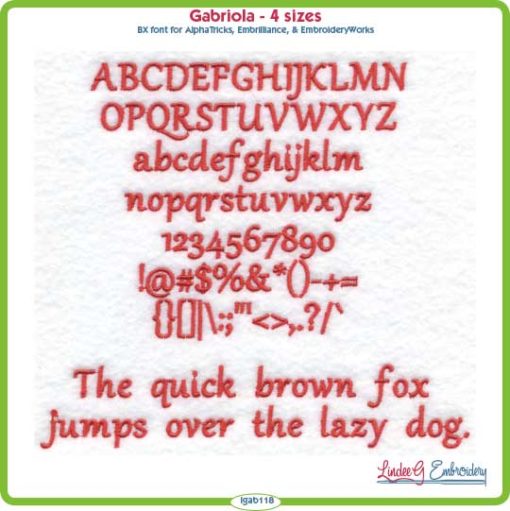 Gabriola Embroidery Font