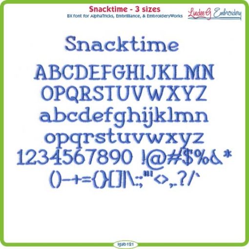 Snacktime Embroidery Font