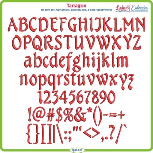 Tarragon Embroidery Font