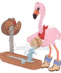 Flamingo at Water Trough (6 x 6.7-in)