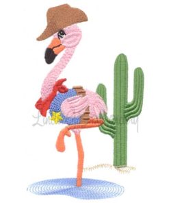 Flamingo with Cactus (4.4 x 7.2-in)