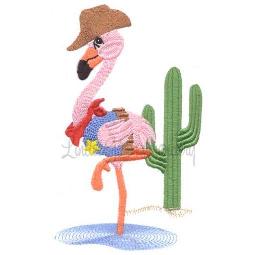 Flamingo with Cactus (4.4 x 7.2-in)