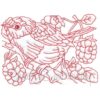 Bird with Raspberries Redwork