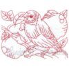 Bird with Apples Redwork