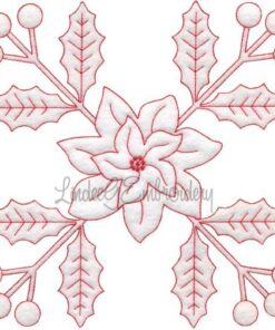 Holly & Poinsettia Redwork (December) (6.7-in)