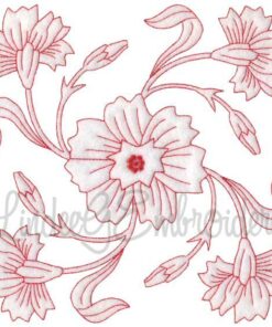 Carnation Redwork (January) (6.8-in)