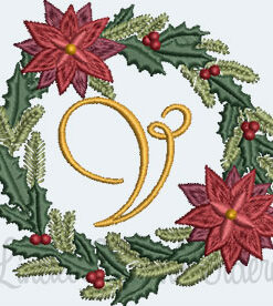 Christmas Wreath Monogram V (3 sizes)